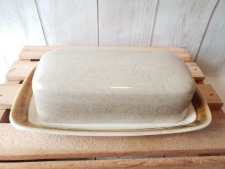 Mikasa Stone Manor 1/4 Lb Covered Butter Dish Tan Speckle F5800