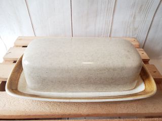 Mikasa Stone Manor 1/4 Lb Covered Butter Dish Tan Speckle F5800 3