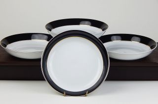 Rare Set Of 2 Soup Bowls,  Imperial Black,  Sango,  Fine China,  564