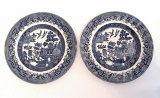 2 Royal Wessex Blue Willow Bread And Butter Plates Swirl Rim England