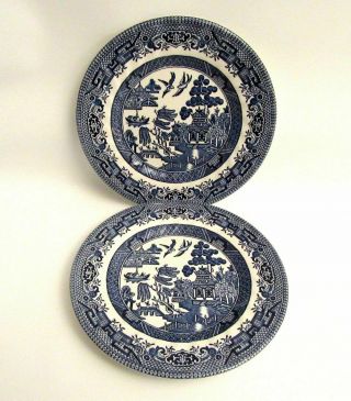 2 Royal Wessex Blue Willow Bread And Butter Plates Swirl Rim England 4