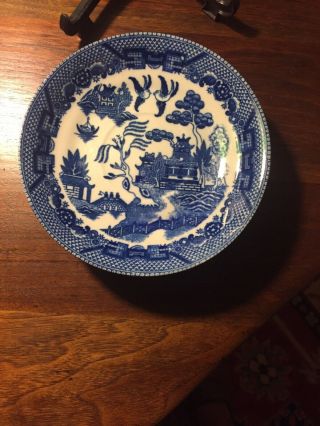 Antique Blue Willow Saucer And Small Bowl 4