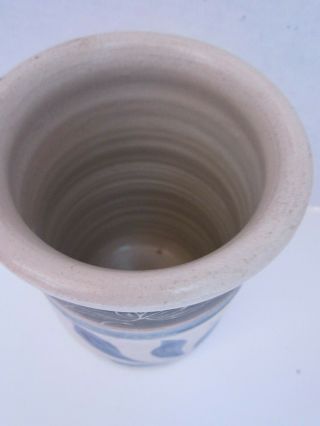 Williamsburg Pottery Stoneware Vase Utensil Jar Maloney Cobalt Salt - Glazed VA 3