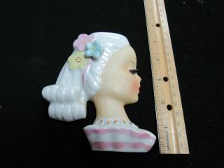 Vtg Japan Ceramic Teen Lady Head Vase 4 3/4 " Wall Pocket