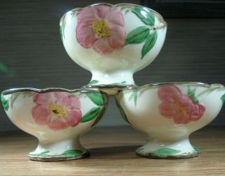 Set Of 3 Vintage Franciscan Desert Rose Footed Dessert Sherbet Bowls