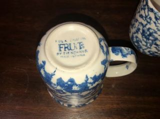 Folk Craft Tienshan Blue Sponge And White Stoneware Coffee Mugs Set Of 3 2