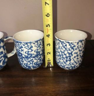 Folk Craft Tienshan Blue Sponge And White Stoneware Coffee Mugs Set Of 3 3