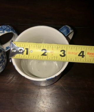 Folk Craft Tienshan Blue Sponge And White Stoneware Coffee Mugs Set Of 3 4