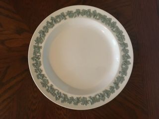 Wedgwood Queens Ware 8 1/4 " Salad Plate Green On Cream Smooth Edge