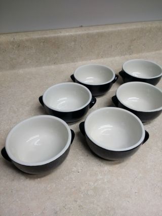 Vintage Hall 722 Baking Dishes,  Set Of 6,  Black & White Mini Casseroles