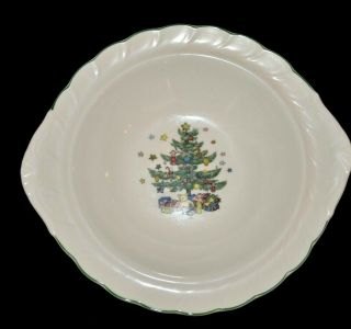 Nikko Christmas Tree Happy Holidays Swirl Design Serving Vegetable Bowl 11 1/4 "