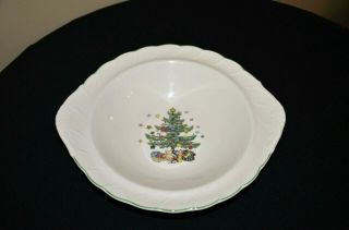 Nikko Christmas Tree Happy Holidays Swirl Design Serving Vegetable Bowl 11 1/4 