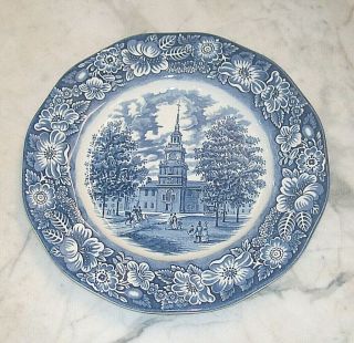 Liberty Blue Staffordshire - 9 1/2 " Dinner Plate - Independence Hall -