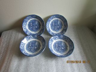 Liberty Blue Staffordshire Set 4 5 " Fruit/berry Bowls Betsy Ross