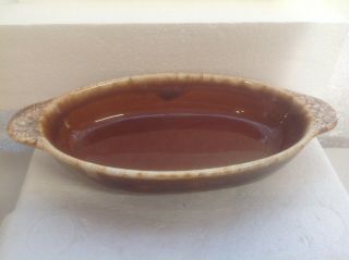 Hull Pottery Brown Drip Oval Bowl 10.  25 " Oven Proof Made In Usa