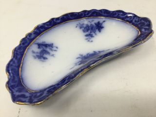 Antique Touraine Henry Alcock England Flow Blue Semi Porcelain Bone Dish