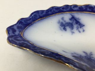 Antique Touraine Henry Alcock England Flow Blue Semi Porcelain Bone Dish 3