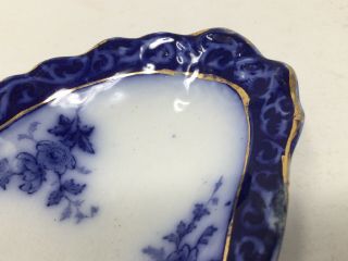 Antique Touraine Henry Alcock England Flow Blue Semi Porcelain Bone Dish 4