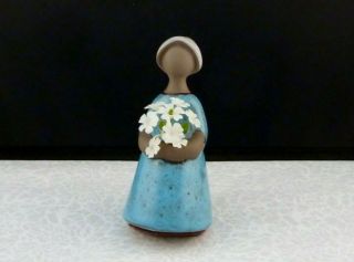 ELSI BOURELIUS jie Gantofta Sweden Pottery Girl w/ Flower Bouquet Figurine 4 