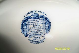 Vintage Liberty Blue Oval Serving Platter Governor’s House Williamsburg 12 