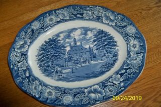 Vintage Liberty Blue Oval Serving Platter Governor’s House Williamsburg 12 