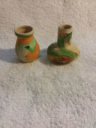 Nemadji Pottery - Set Of Two 2 Inch Vases