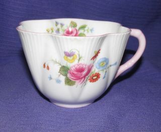 Vintage Fine Bone China Tea Cup Shelley England Pink Blue Orange Flowers