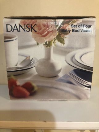 Set Of 4 Dansk Mini White Baby Bud Vases Dansk International Designs