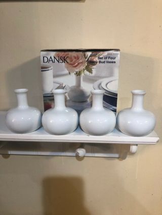 Set Of 4 Dansk Mini White Baby Bud Vases Dansk International Designs 3