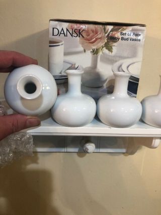 Set Of 4 Dansk Mini White Baby Bud Vases Dansk International Designs 4