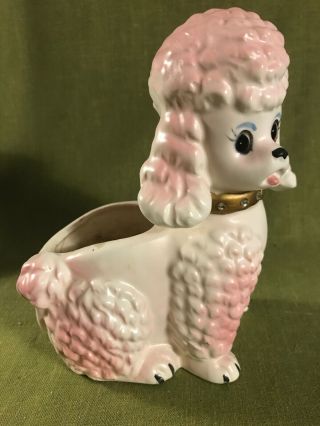 Lady Head Vase Pink And White Poodle Rhinestone Collar Napcoware C - 7468