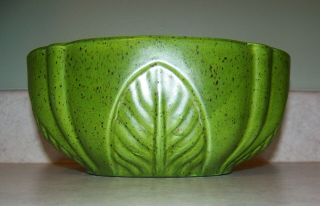 Mid - Century Green Speckle Oval Haeger Pottery Bowl Planter Usa,  231