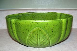 MID - CENTURY GREEN SPECKLE OVAL HAEGER POTTERY BOWL PLANTER USA,  231 3