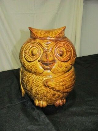 Vintage Mccoy Pottery Brown Owl Cookie Jar No.  204