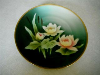 Vintage Water Lily Floral Weimar Hand Painted China Collector Plate Germany