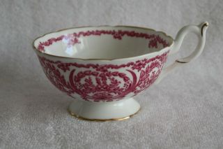 Vintage Coalport Fine Bone China Teacup and Saucer Red Floral Hanging Baskets 2