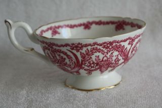 Vintage Coalport Fine Bone China Teacup and Saucer Red Floral Hanging Baskets 3