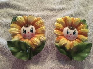 Vintage Made In Japan,  Sunflower Wall Pockets,