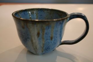 Handmade Studio Clay Pottery Coffee Tea Soup Mug Blue/brown Glaze