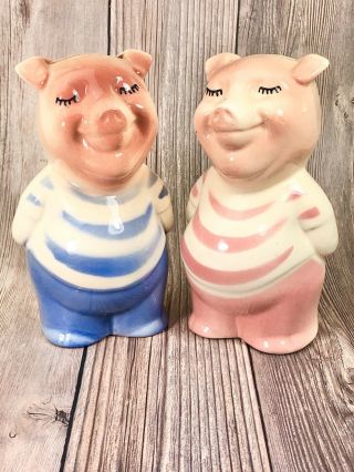 Vintage 50s Royal Copley Pottery Standing Smiley Pink Pig Piggy Bank