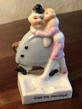 Vintage Made In Japan Ashtray Porcelain Ceramic Figurine Lady Man Sexy Funny