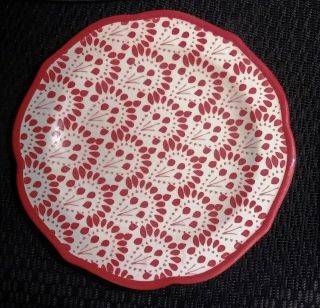 2 Pc.  Pioneer Woman Betsy Stoneware Salad Plates 8 - 1/2 " - Red