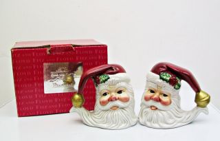 Fitz & Floyd Holiday Santa Salt Pepper Shakers Omnibus With Box