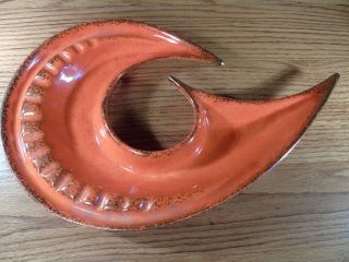 California Pottery? Orange Curved Ashtray Usa Art Deco