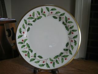 Lenox Holiday 8 1/8 " Salad Plate Green Holly Leaves & Red Berries