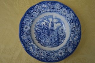 " Liberty Blue - Old North Church " Staffordshire Soup Bowl 8.  5 ",  England