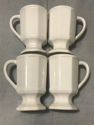 Pfaltzgraff Heritage White Mugs Set Of 4 Usa Pedestal Coffee Tall Footed Vtg Euc