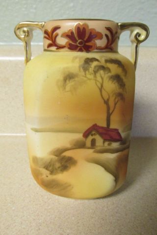 Vintage Nippon Hand Painted Double Handle Vase