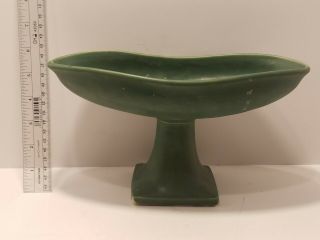 Vintage McCoy Glazed Green Oval Pedestal Planter Vase 2
