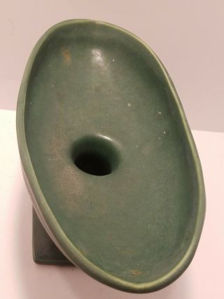 Vintage McCoy Glazed Green Oval Pedestal Planter Vase 4